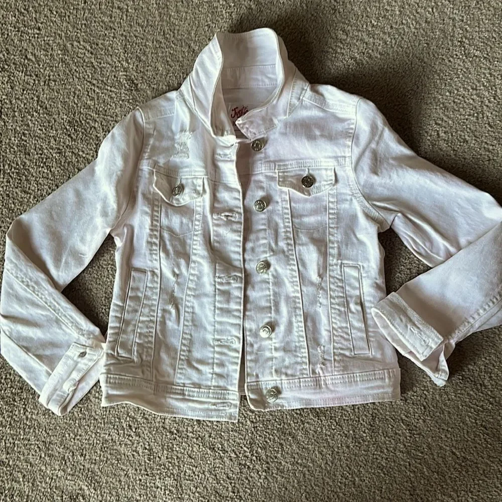Justice Girl’s Distressed Jean Jacket in Faint Light Pink!